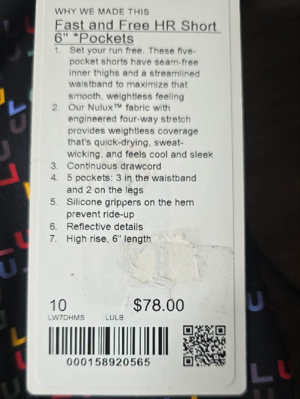 Fast and Free HR Short 6" Pockets - Black with Rainbow Logo Print - Picture 2 of 9